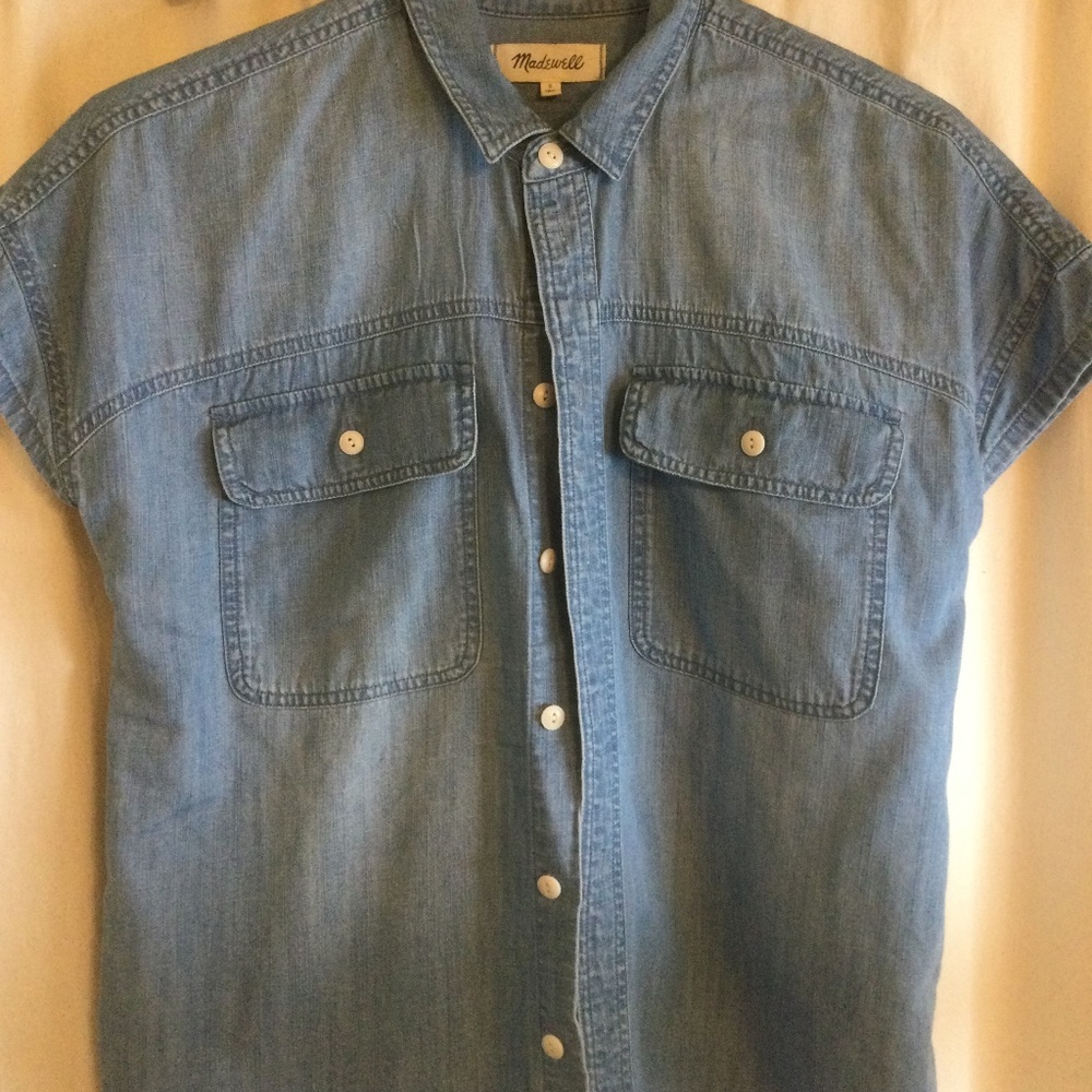 Madewell Chambray Cap Sleeve Top in Size S